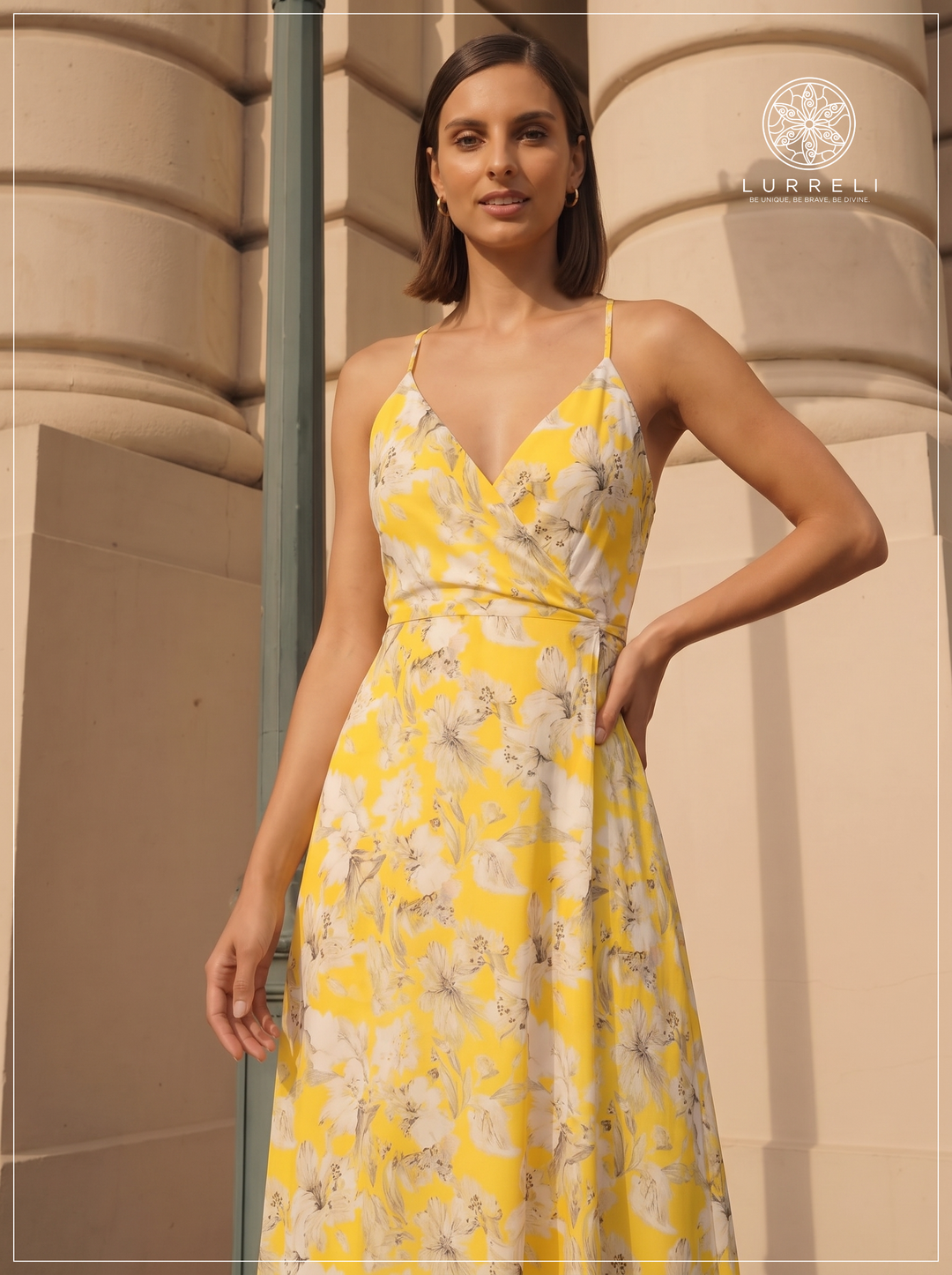 Floral Crossback Maxi Dress – Yellow – Lurreli