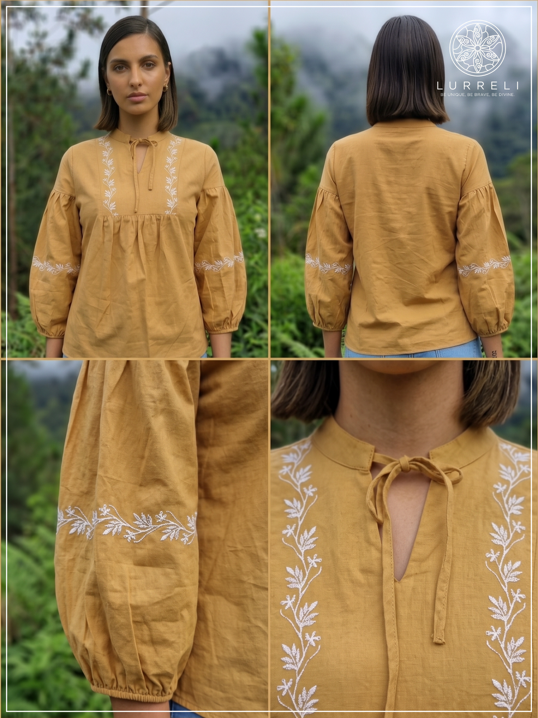 Embroidered Notch Neck Blouse – view 10 – Lurreli