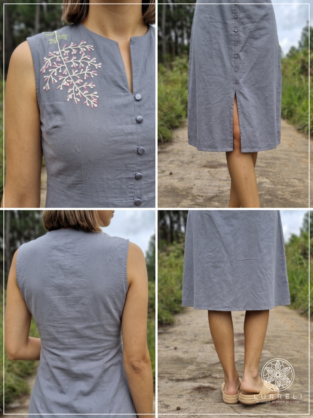 Casual Linen Sleeveless Midi Dress – view 6 – Lurreli
