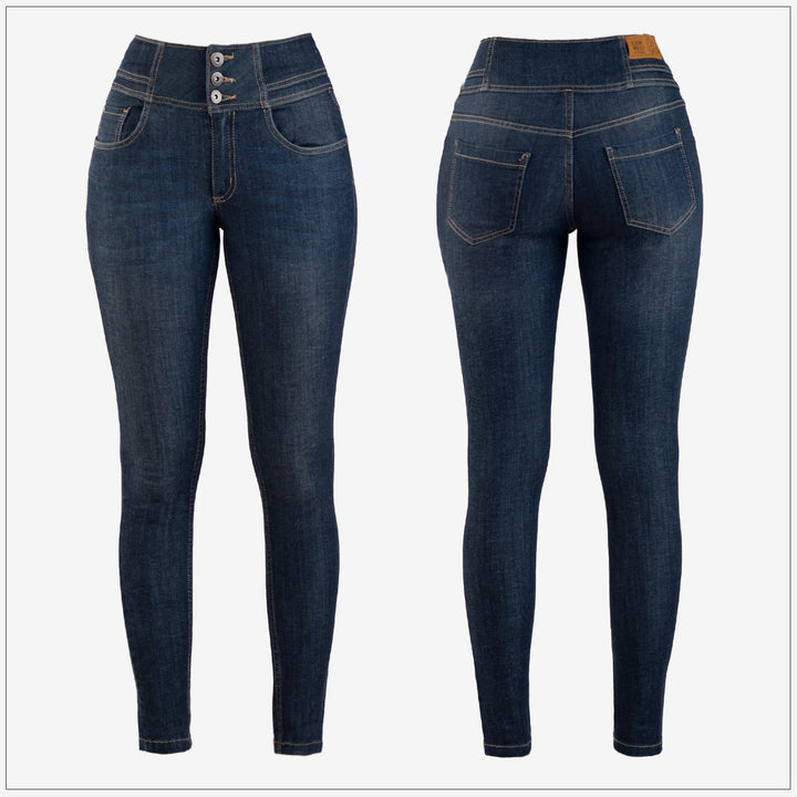 High Waist Slim Fit Jean - Dark Wash – view 2 – Lurreli