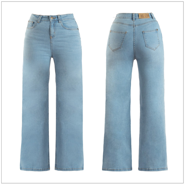 High Waist Wide Leg Jean - Super Light Wash – view 2 – Lurreli