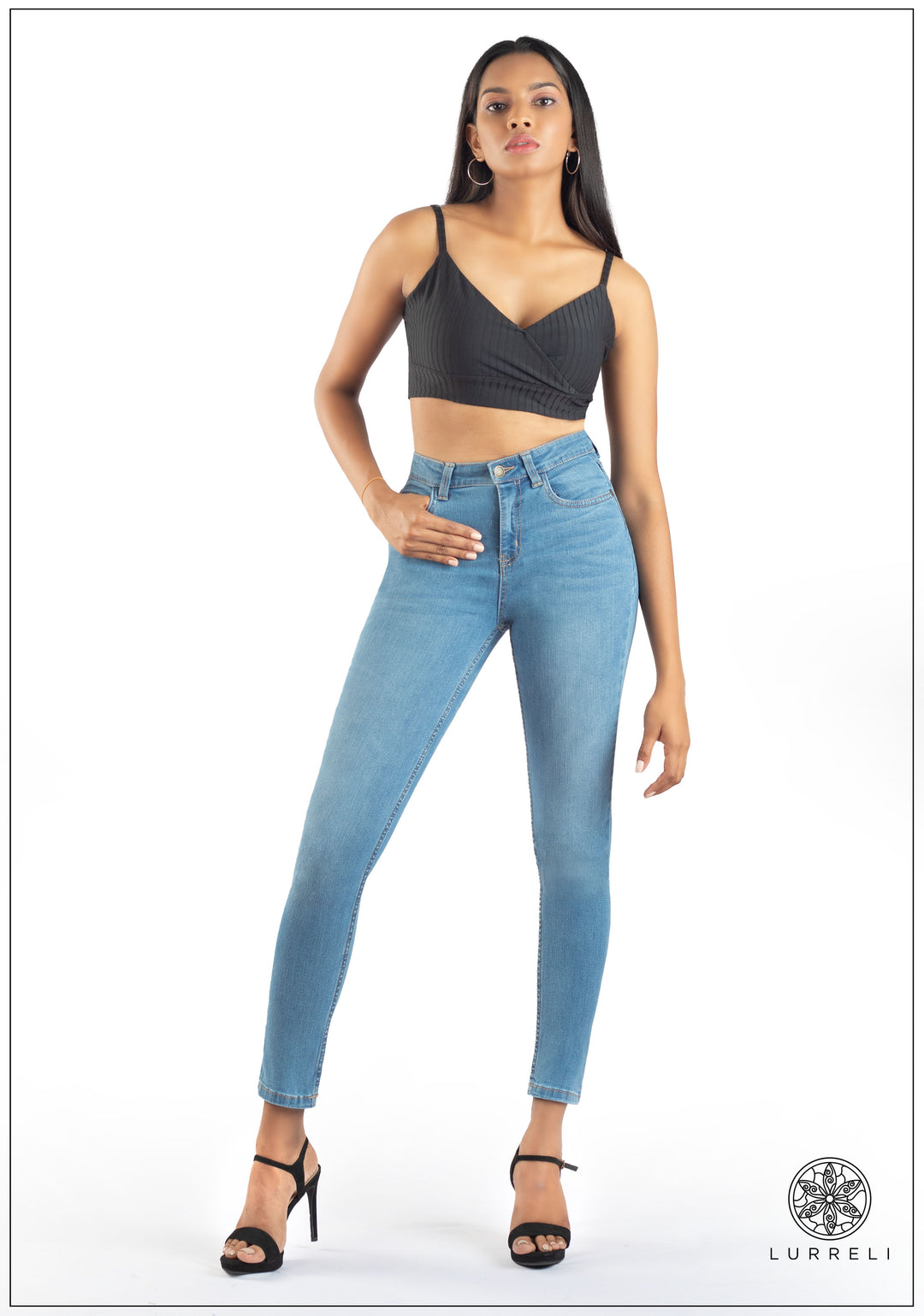 Mid Waist Slim Fit Jean - Light Wash – view 1 – Lurreli