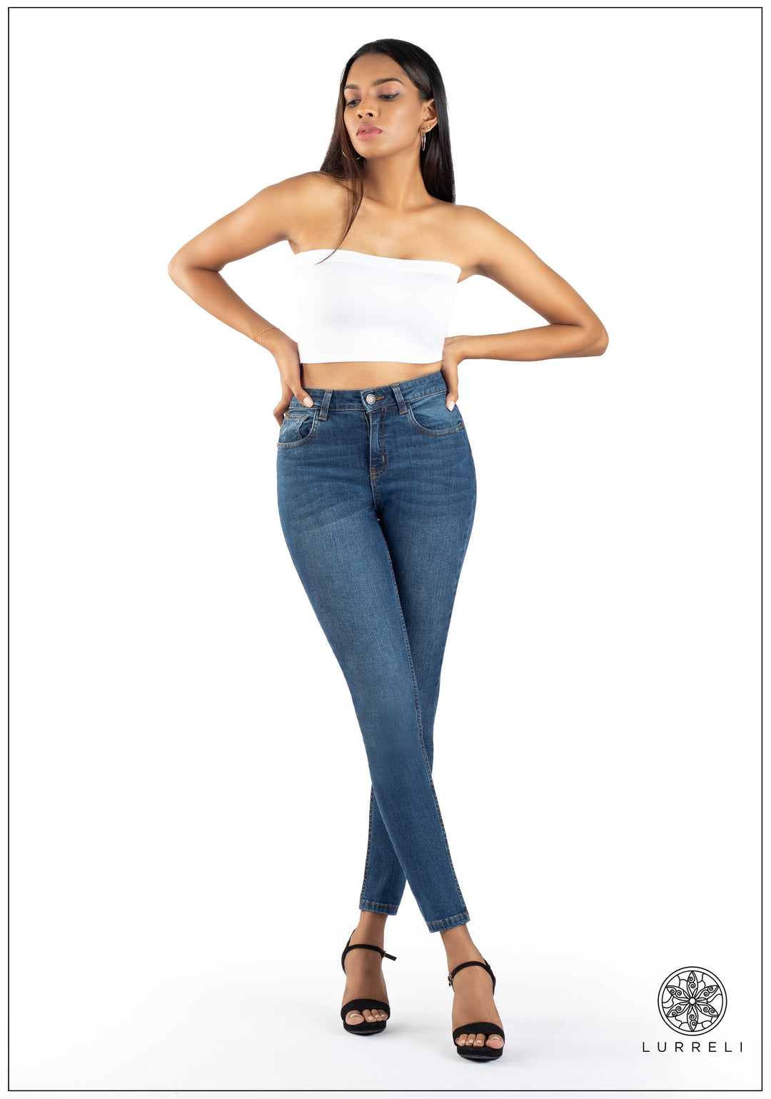 Mid Waist Slim Fit Jean - Dark Wash – view 3 – Lurreli