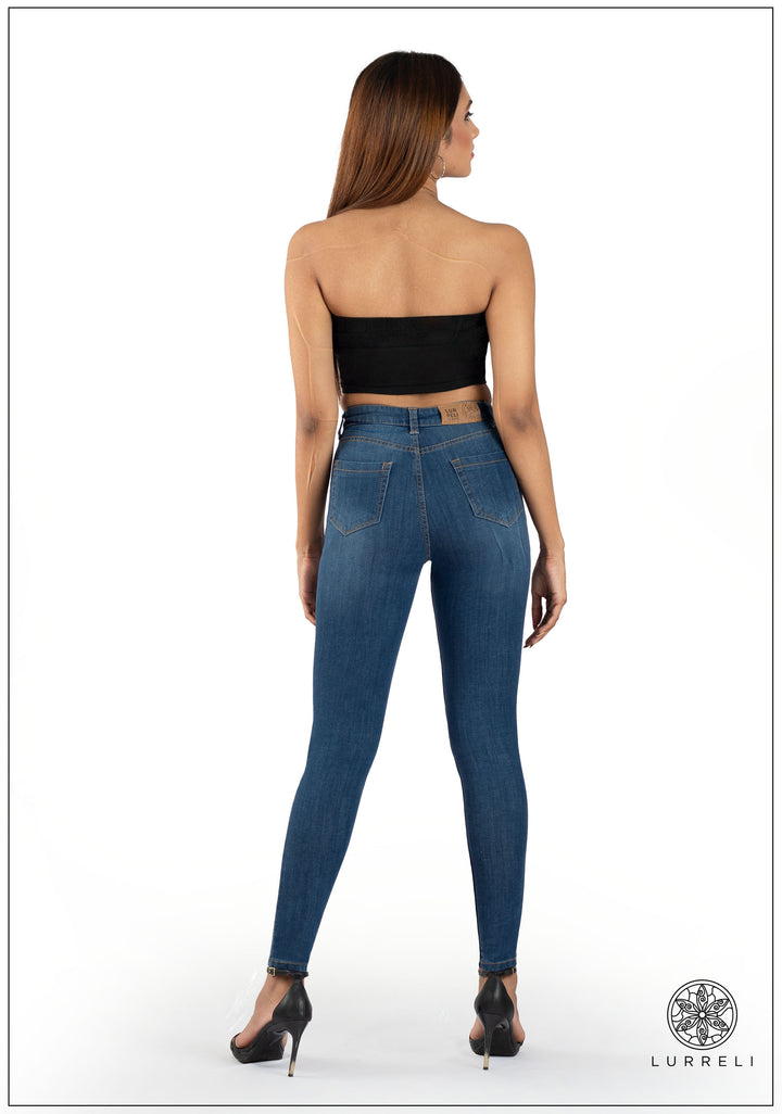 Mid Waist Slim Fit Jean - Mid Wash – view 3 – Lurreli