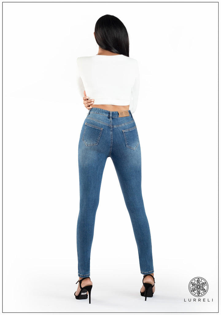 Mid Waist Slim Fit Jean - Mid Wash – view 3 – Lurreli