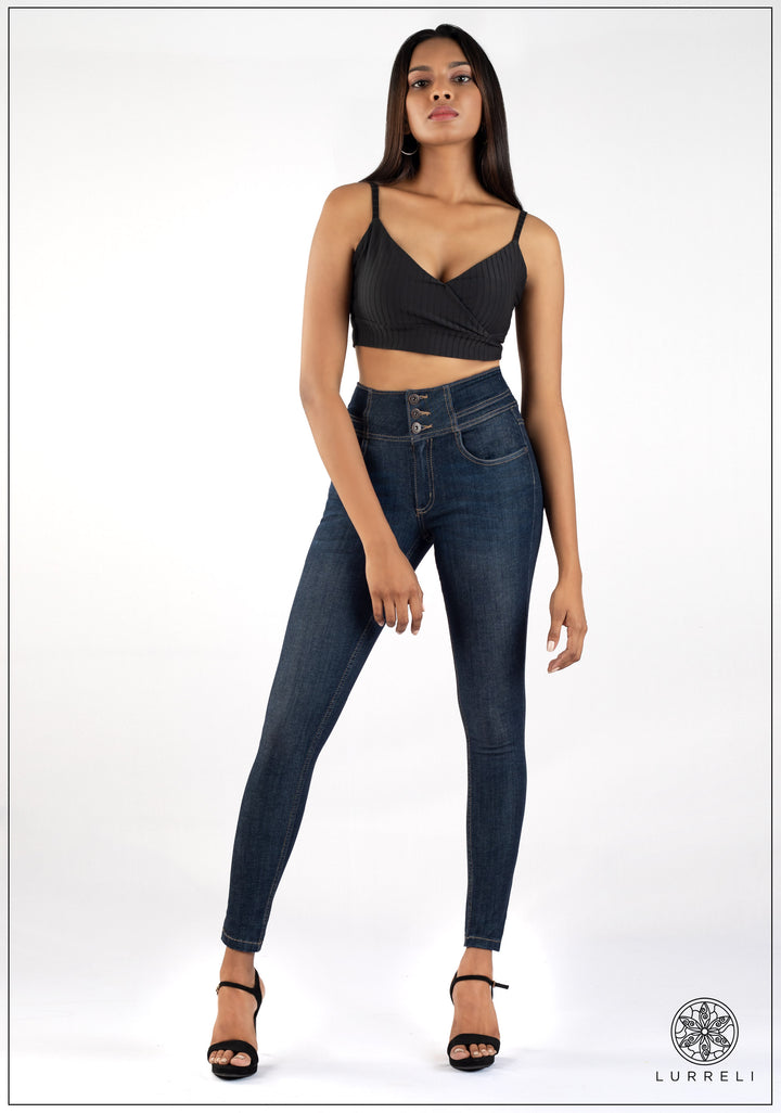 High Waist Slim Fit Jean - Dark Wash – view 1 – Lurreli