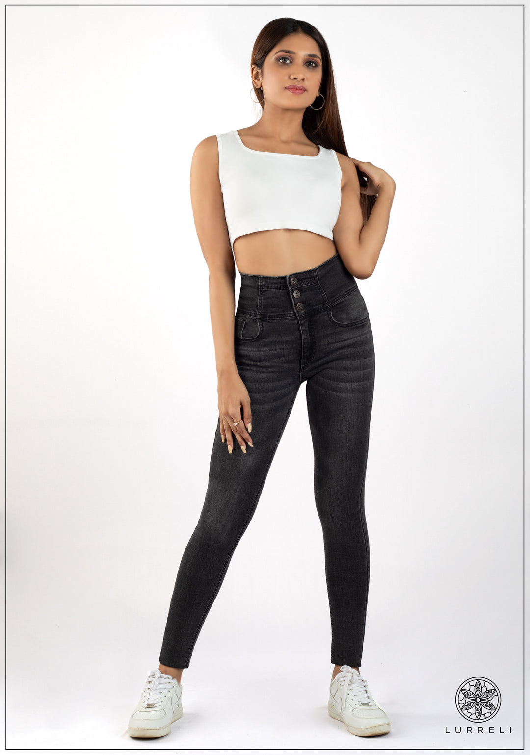 High Waist Slim Fit Jean - Light Wash – view 1 – Lurreli