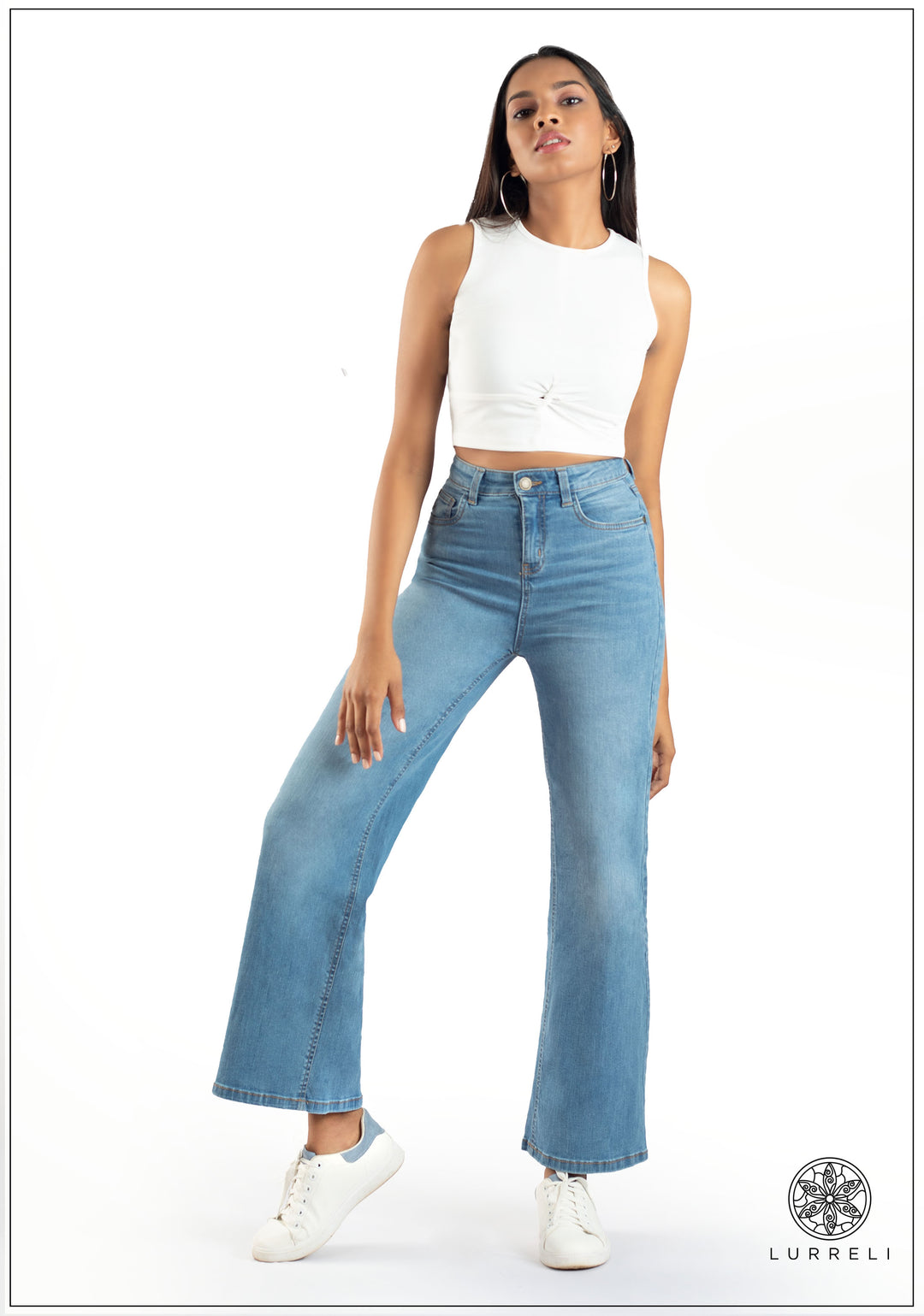High Waist Wide Leg Jean -Light Wash – view 1 – Lurreli