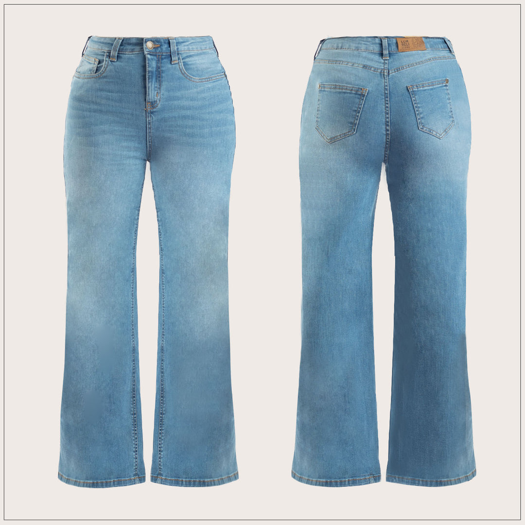 High Waist Wide Leg Jean -Light Wash – view 2 – Lurreli