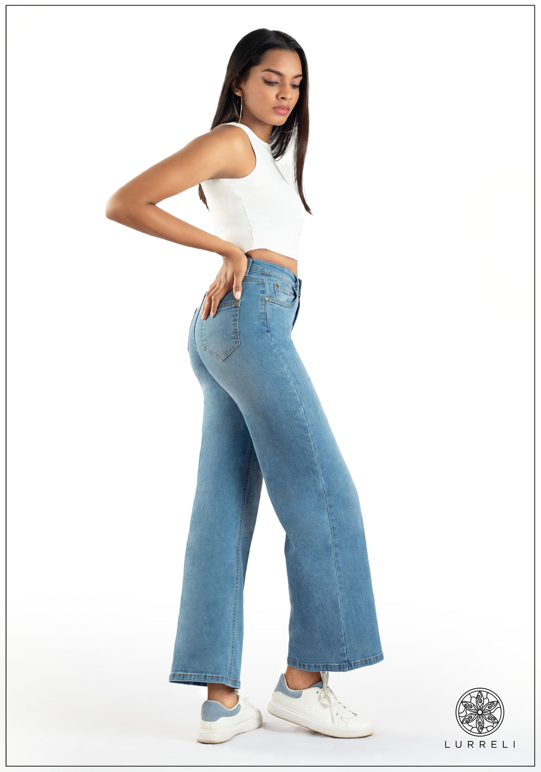 High Waist Wide Leg Jean -Light Wash – view 3 – Lurreli