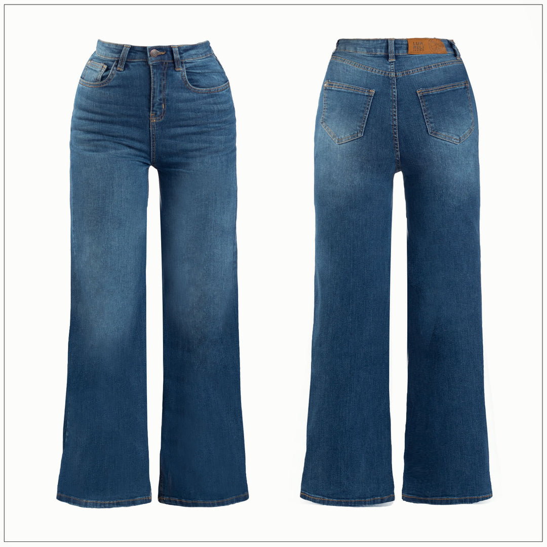 High Waist Wide Leg Jean - Mid Wash – view 2 – Lurreli