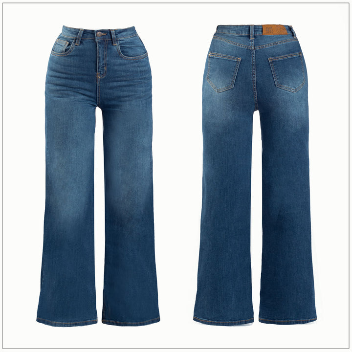 High Waist Wide Leg Jean - Mid Wash – view 2 – Lurreli