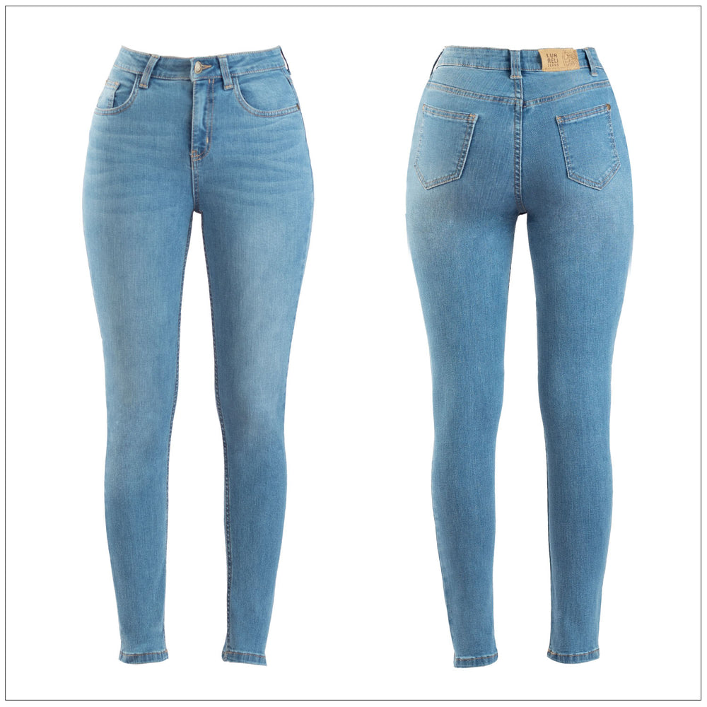 Mid Waist Slim Fit Jean - Light Wash – view 2 – Lurreli