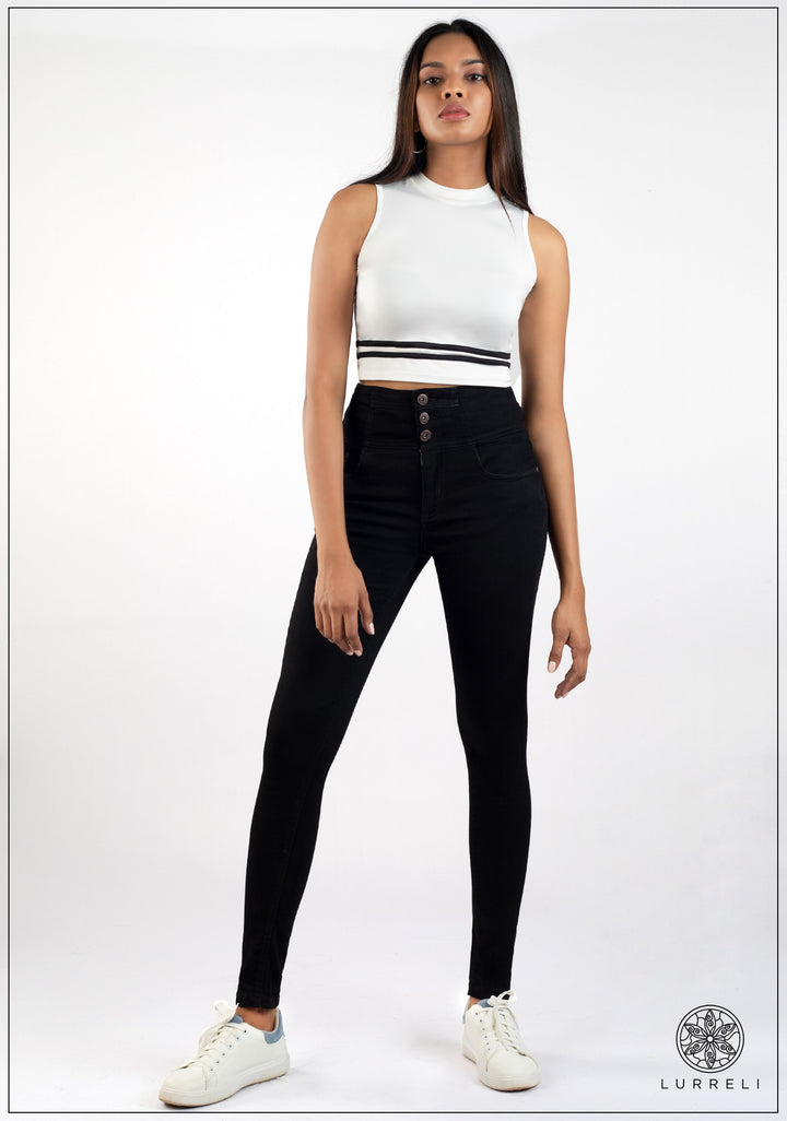 High Waist Slim Fit Jean - Dark Wash – view 1 – Lurreli