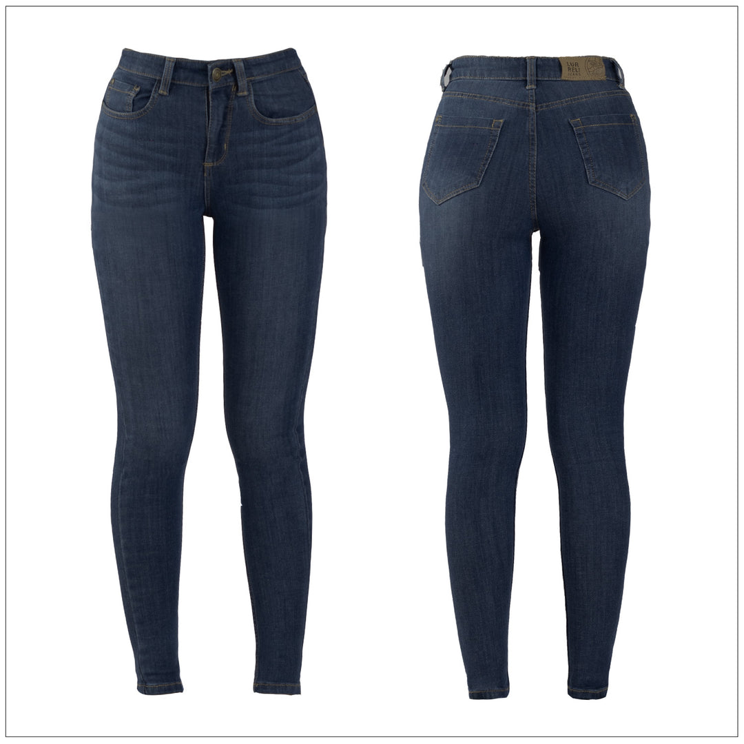 Mid Waist Slim Fit Jean - Dark Wash – view 2 – Lurreli