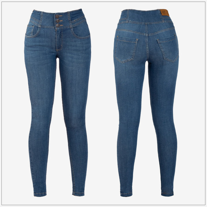 High Waist Slim Fit Jean - Mid Wash – view 2 – Lurreli
