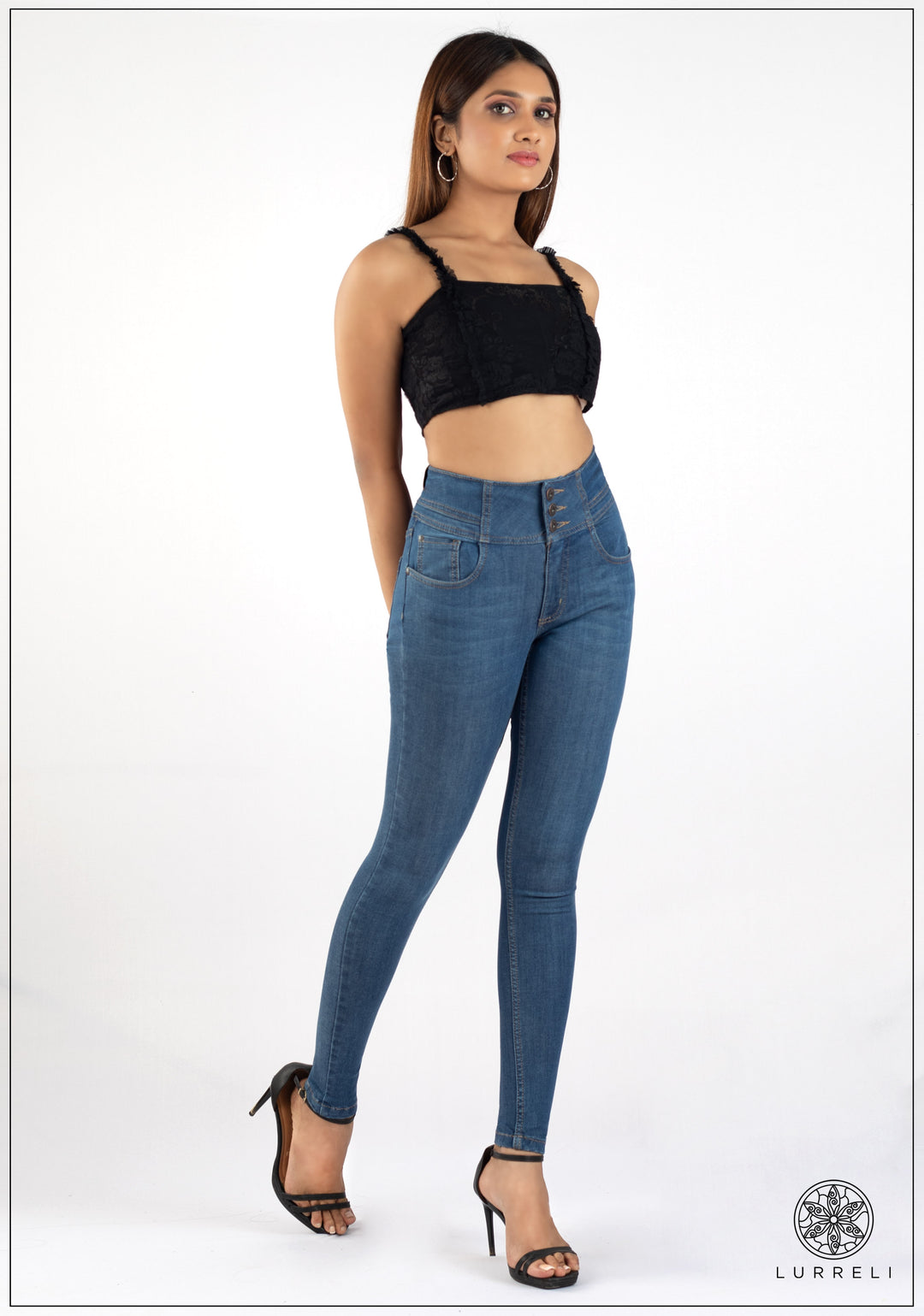 High Waist Slim Fit Jean - Mid Wash – view 1 – Lurreli